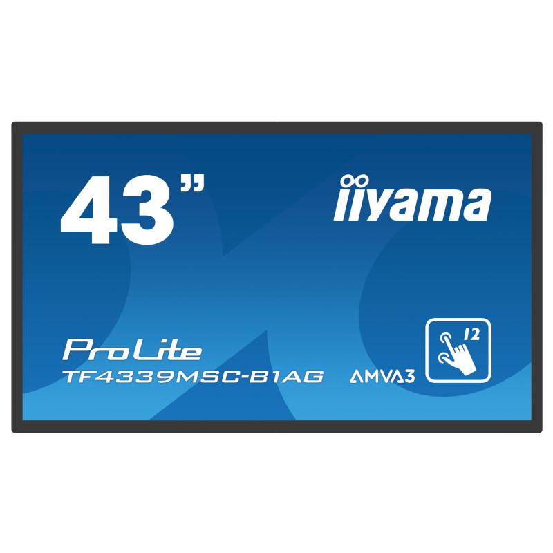 iiyama ProLite TF4339MSC-B1AG, 109,2cm (43''), ProjectedCapacitive, 12TP, FullHD, schwarz, openframe