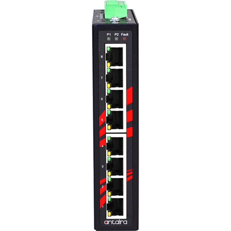 8-Port Unmanaged Industrial Ethernet Switch, 12-48VDC , -10 - 70C