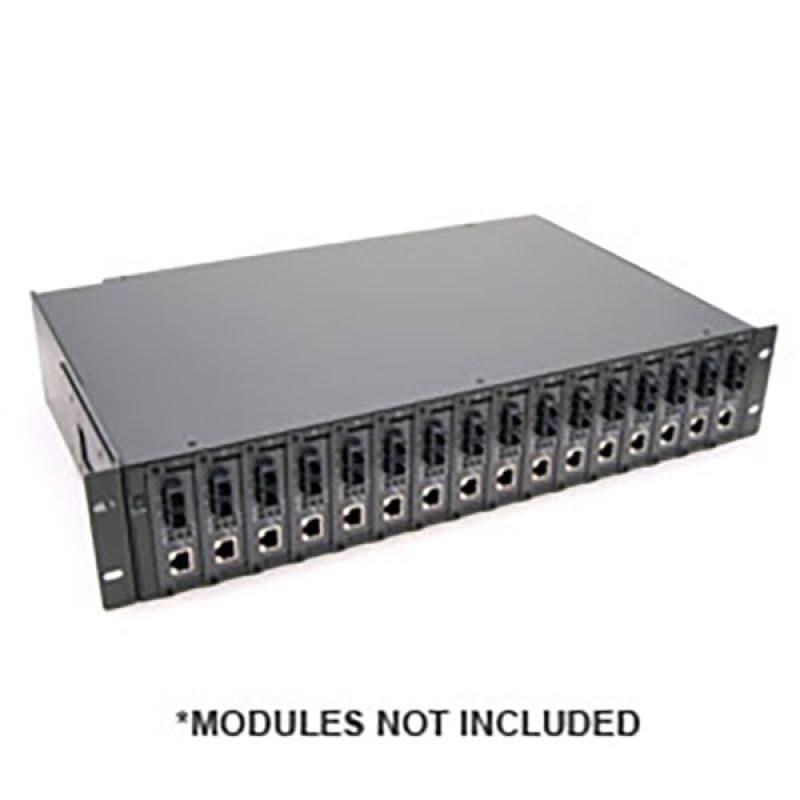 16-Slot Media Converter Rack, Compact Size, w/1 AC Power Supply