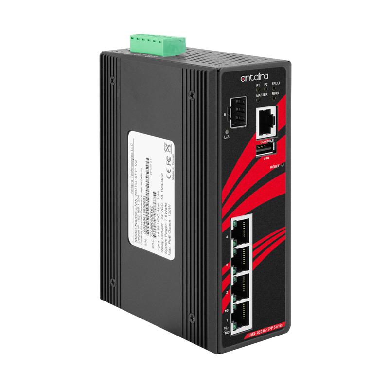 5-Port Man. Ind. GB Switch, 1xSFP, -10-70C