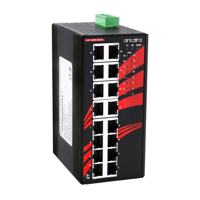 16-Port POE+ Ind. GB-Switch, -10-65C