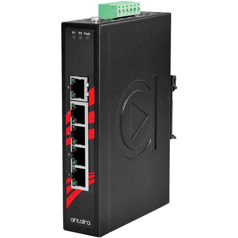 5-Port Unmanaged Industrial Ethernet Switch, 12-48VDC , -40 - 75C