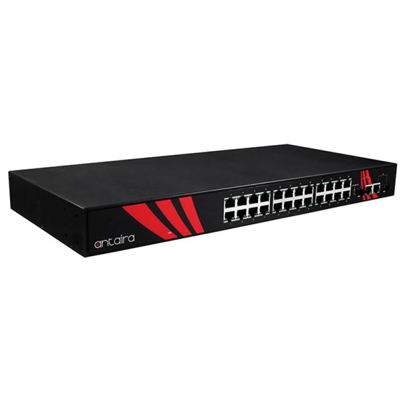 26-Port Unmanaged Industrial Gigabit Switch, 12-48VDC , -40 - 75C