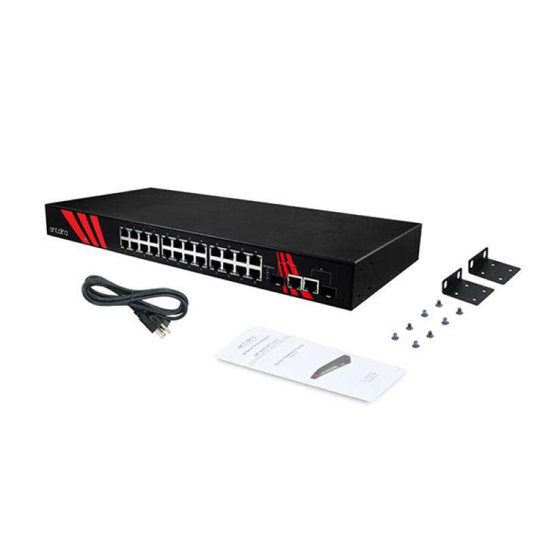 26-Port Unmanaged Industrial Gigabit Switch, 12-48VDC , -40 - 75C