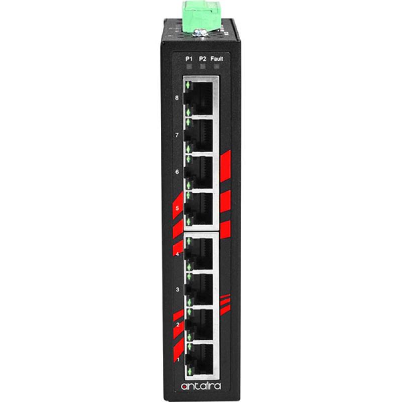 8-Port Unmanaged Industrial Gigabit Switch, 12-48VDC , -10 - 70C