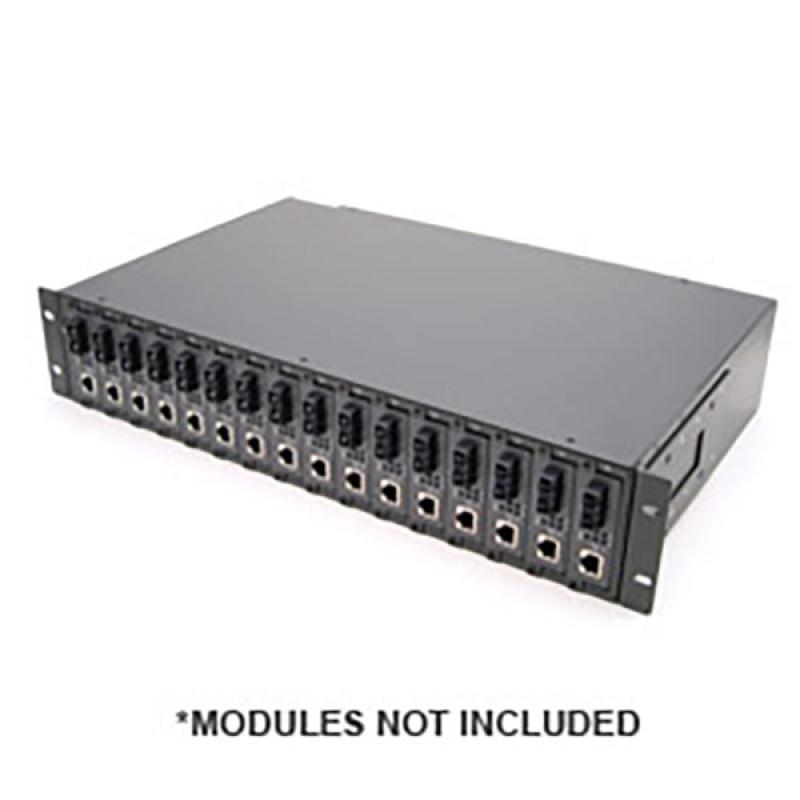 16-Slot Media Converter Rack, Compact Size, w/1 AC Power Supply