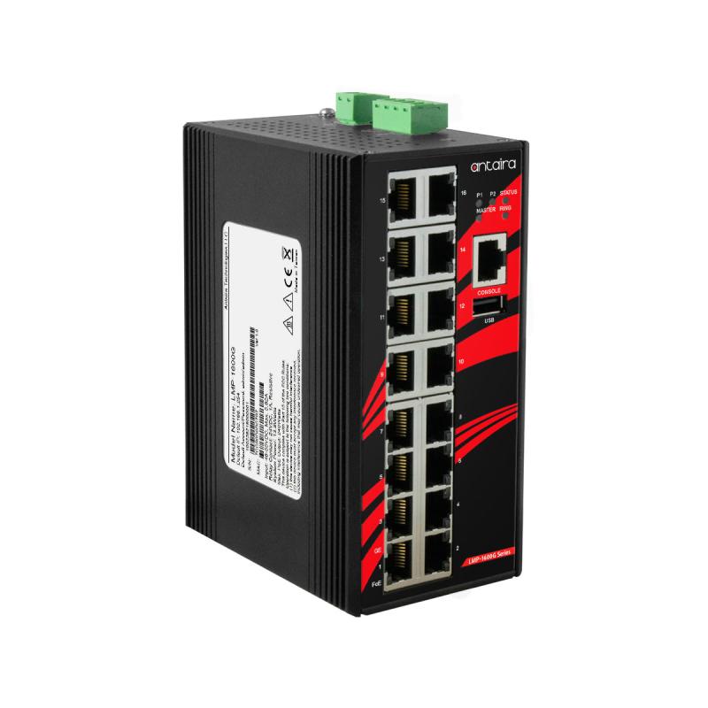 16-Port Managed POE+ Switch, -10-70C