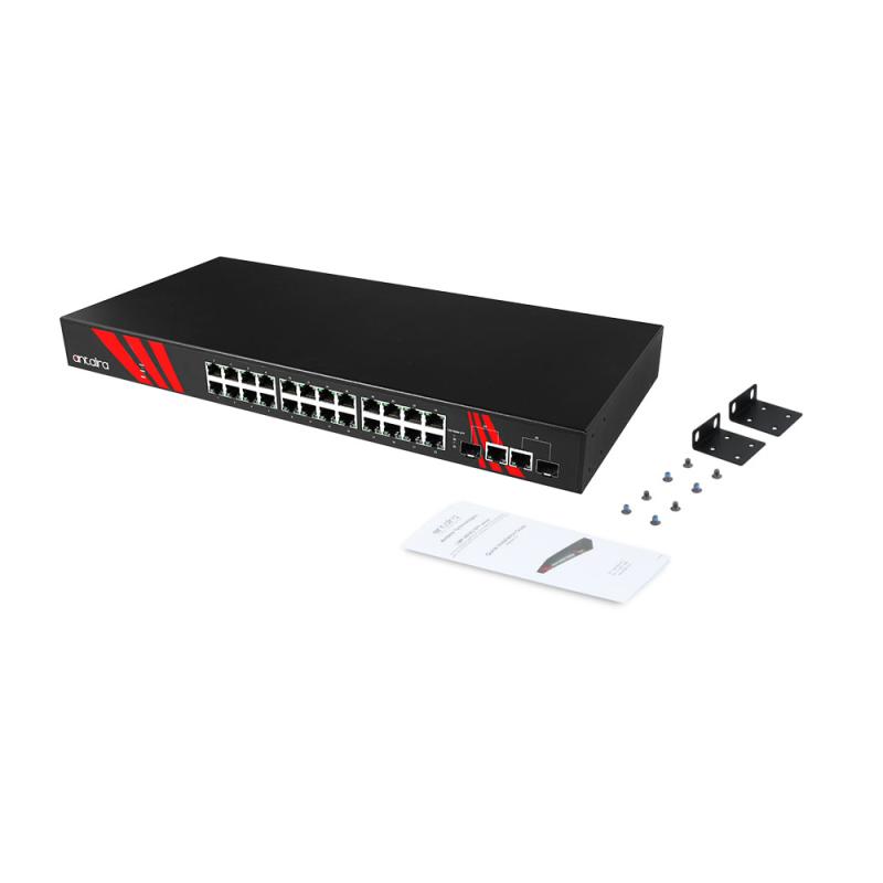 26-Port Managed POE+ Switch, 2xSFP