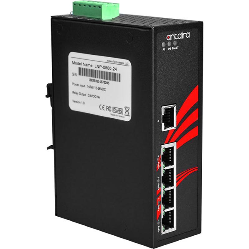 5-Port Unmanaged POE Industrial Ethernet Switch, 12-36VDC, -40 - 75C