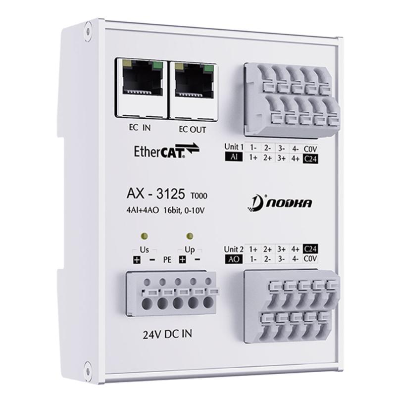 8 x AIO: 4-DI, 4-DO, Analoges EtherCAT Modul, 0... 10V, 16 bit